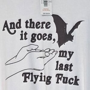Spencer's Bat shirt Last Flying F White Graphic Short Sleeve Adults Size 2XL New